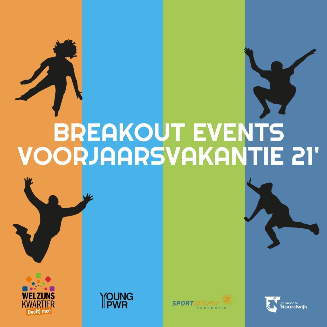 Grafische vormgeving met als tekst: BreakOut Events Voorjaarsvakantie 2021
